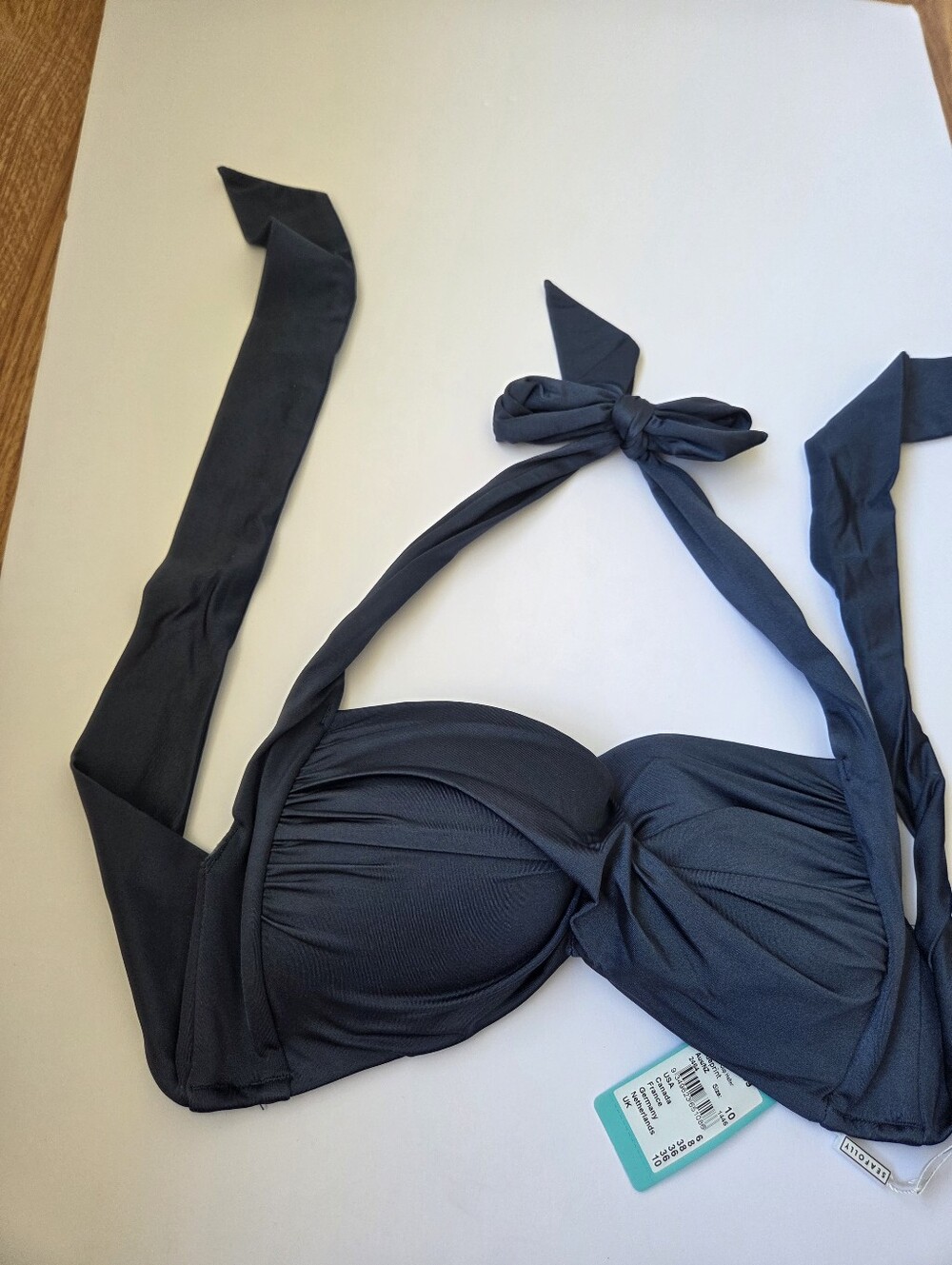 Seafolly Bikin i Halter Top 6 NWT Shine On Twist Swim Navy Blue - Picture 8 of 8